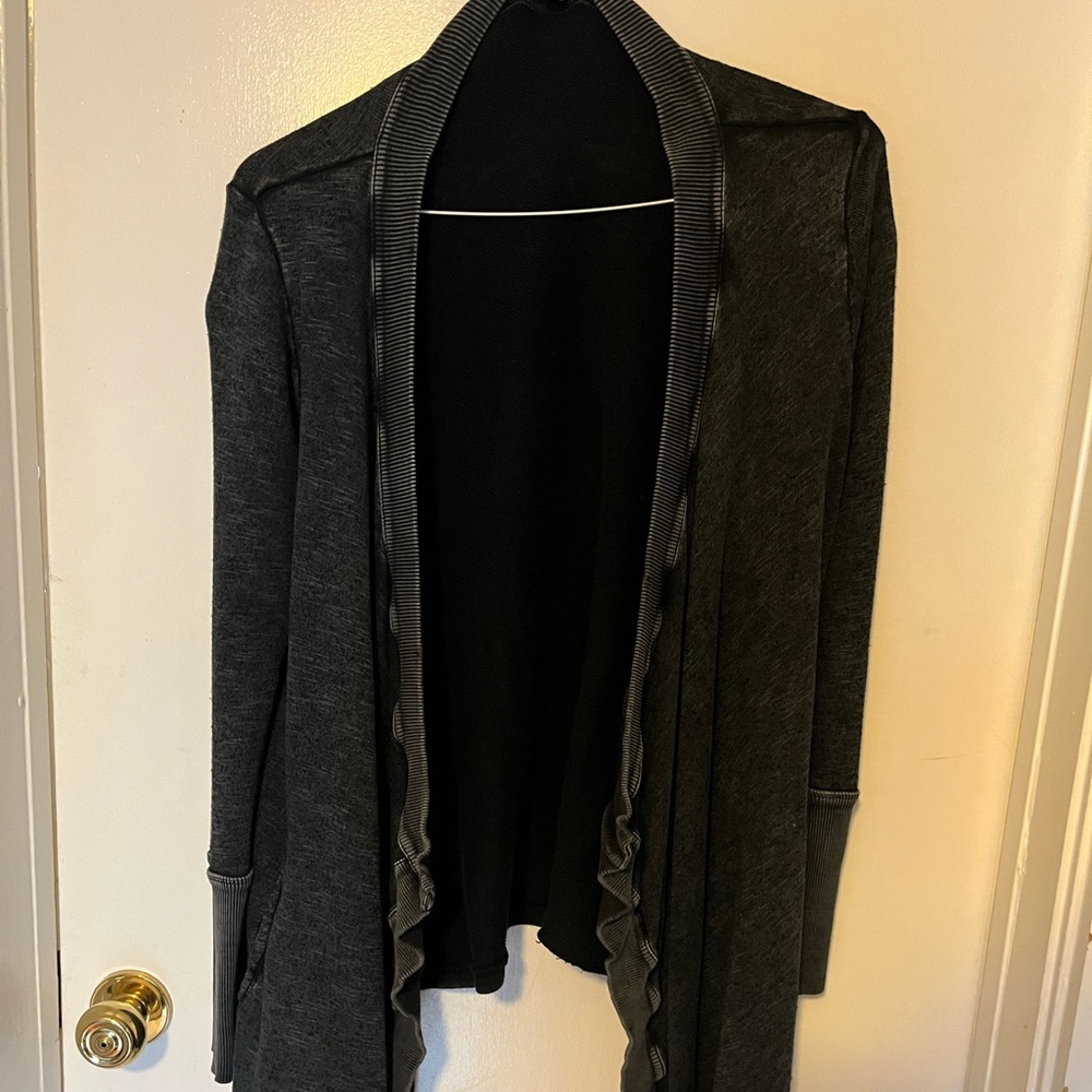 Dark grey long cardigan heavy material. Size small
